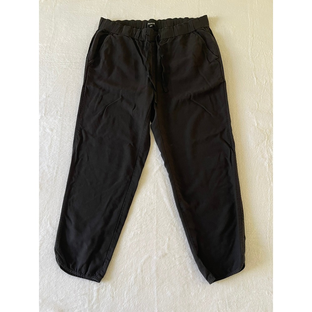 Madewell Dolphin Hem Track Pants Women's S Black Pull On Cropped Trousers M4236